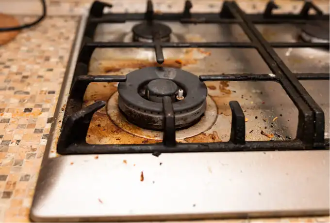 Dirty stovetop before cleaning